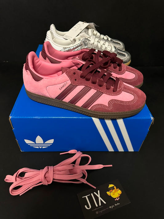Samba OG Silver Metallic Cracked & Samba OG Pink Spark Shadow Red